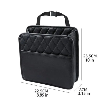 Universal Car Seat Back Organizer PU Leather Storage Bag Multi-Pocket Design Waterproof Tissue Holder Cup Holder Garbage Pocket