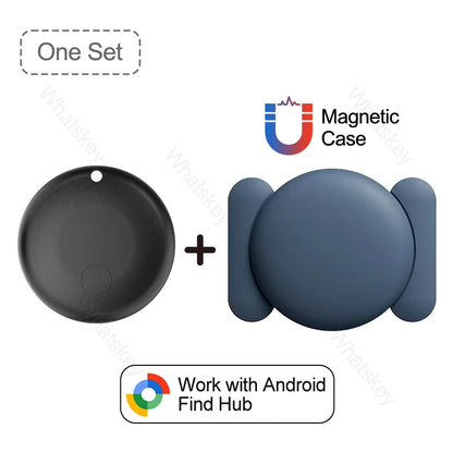 1-4PCS Mini GPS Locator Android Anti-Lost Alarm Google Find Hub Wallet Key Smart Tag with Strong Magnetic Suction Silicone Shell