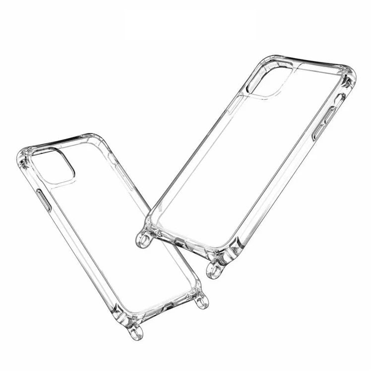 Crossbody Lanyard Clear Magnetic Case For iPhone 15 Pro 16 14 13 12 Pro Max For Magsafe Shockproof Acrylic Hard PC Back Cover