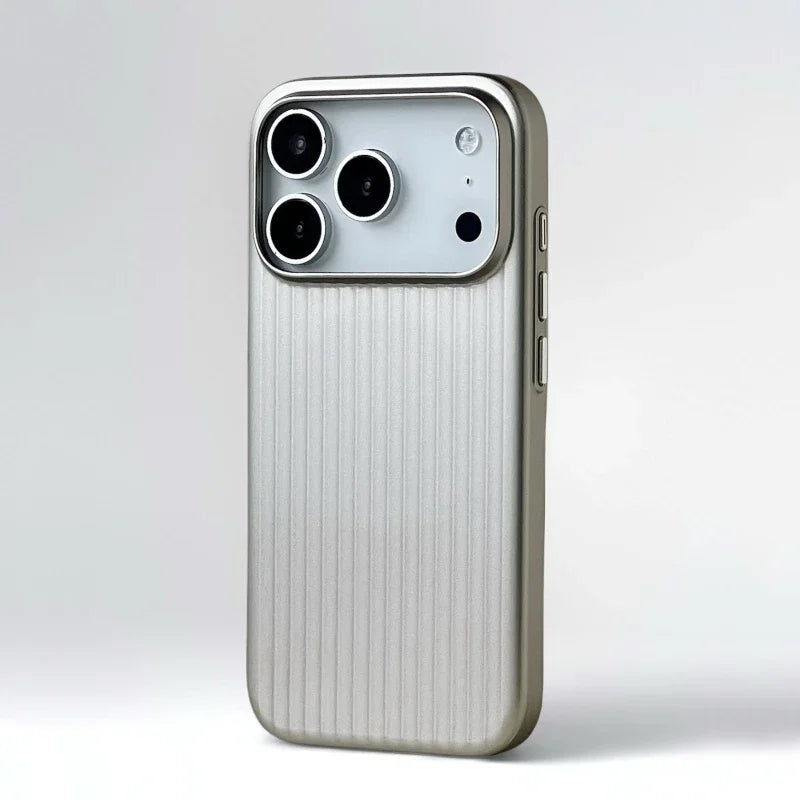 Fashion Plating 3D Luggage Stripes for Magsafe Phone Case for IPhone 17 16 15 14 Pro Max Shockproof Wireless Charge Matte Cover