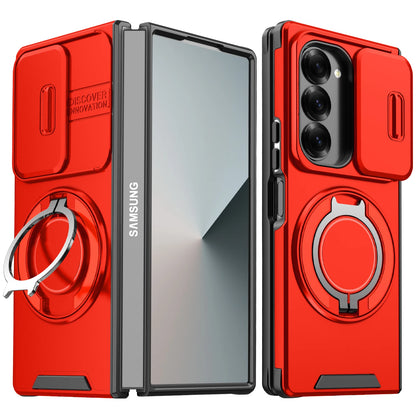 For Samsung Z Fold6 Case Galaxy Z Fold7 Cover Fold 6 7 Magnetic Ring Armor Slide Camera Lens Case Magsafe Wireless Charge Cover