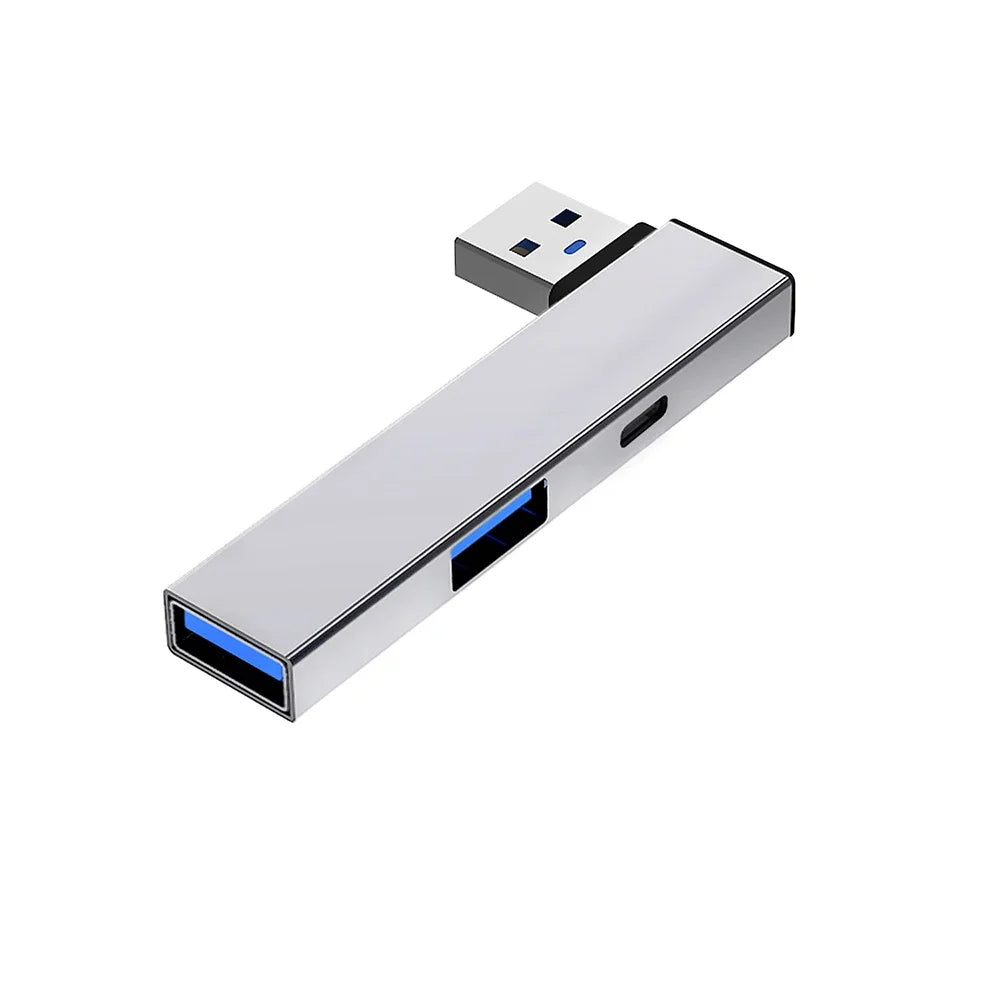 4 in 1 Compactly Aluminum USB C Hub USB3.0 Hub Type C to Type C and Double USB Port Hub for Versatile Devices Connectivity