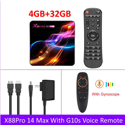 X88 Pro 14 Max Android 14.0 Smart TV Box RK3528 2,4G/5G WIFI6  4K HD BT5.0 H.265 decoder Media Streaming Player for internet TV