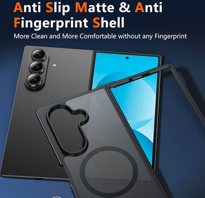 UYUXIO Magnetic Mobile Phone Case for Samsung Galaxy Z Fold 7 Wireless Charging Cases Translucent Slim Rugged Cover with Magnet