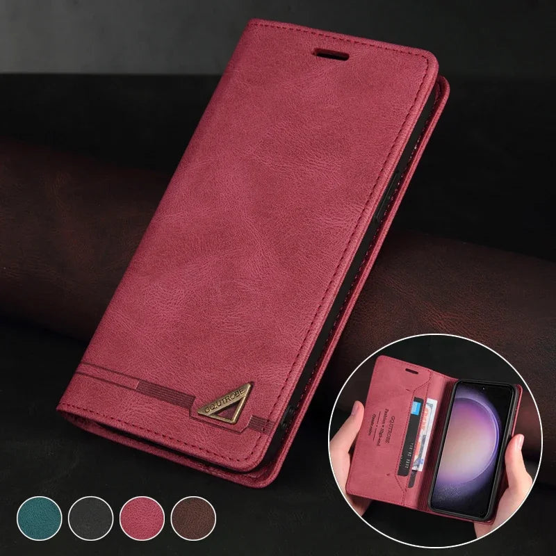 Wallet Anti-theft Brush Photo Frame Leather Flip Case For Samsung Galaxy S25 Edge S24 FE S23 Plus S22 Ultra S21 S20 S10 S9 Cover