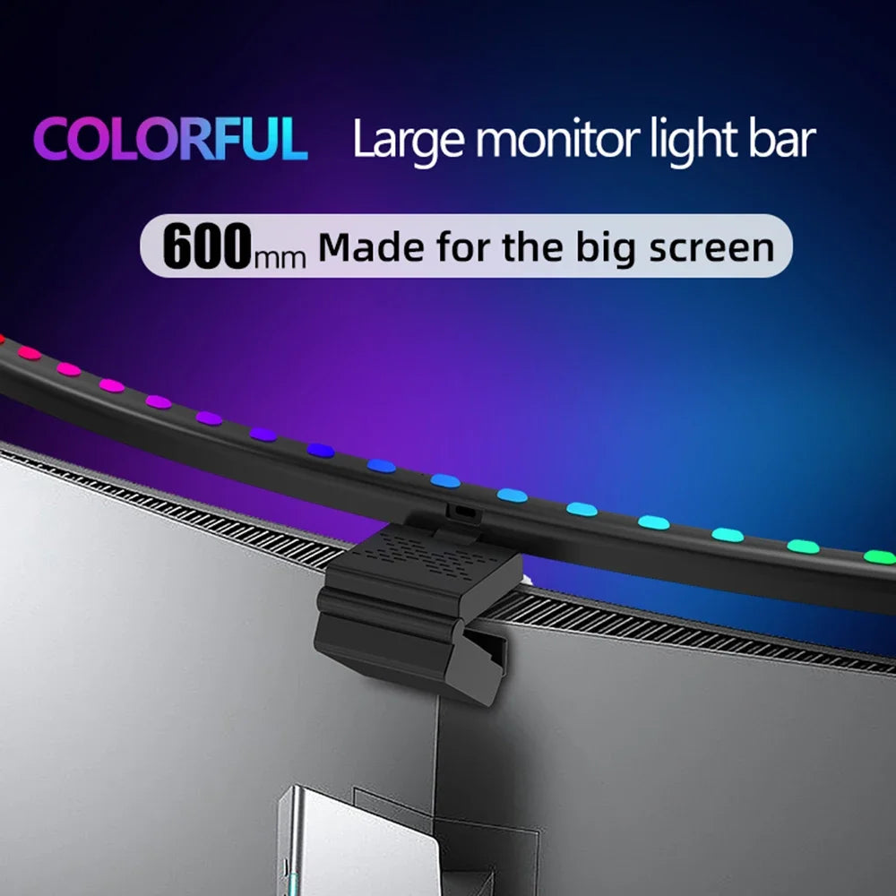 60cm Desk Lamp LED Light RGB Curved Straight Computer Monitor Screen Hanging Light Bar USB 3 Color Dimmable Reading Table Lamp