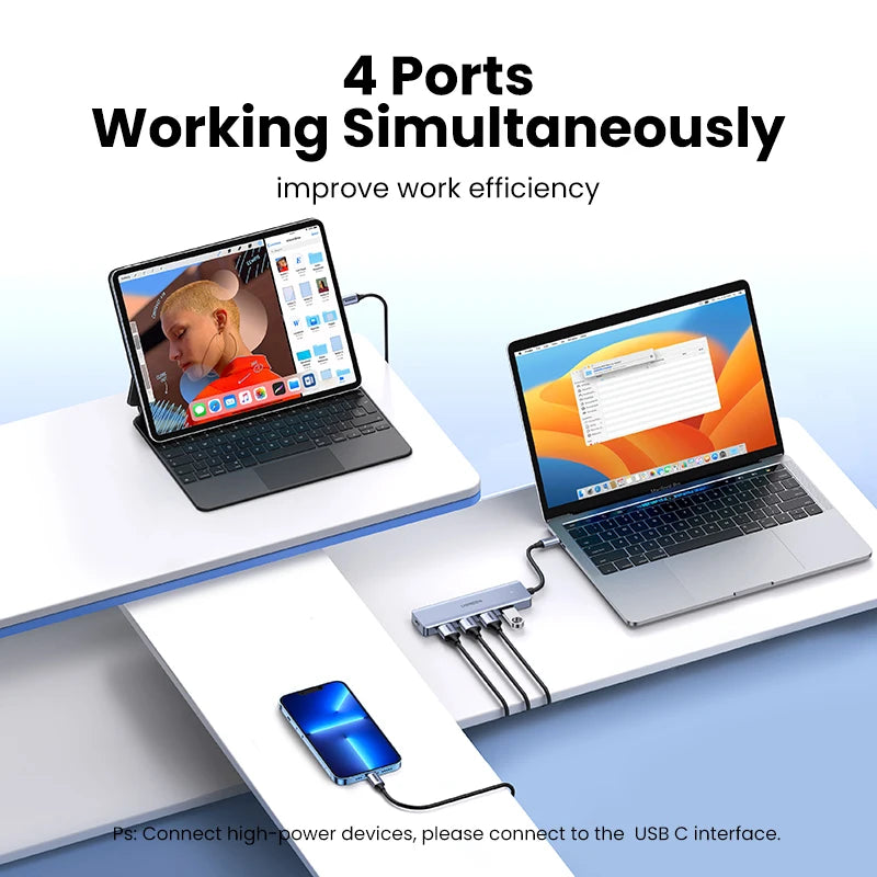 UGREEN USB C HUB 4 Ports Type C to USB 3.0 Hub Splitter Adapter for Laptop MacBook Mac Mini iPad Pro Samsung S25 iPhone 17