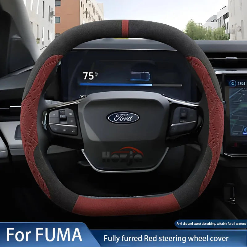 Luxury Soft Faux Fur Car Steering Wheel Cover for Ford PUMA ST-Line Gen-E 2024 2025 Non-slip Car-styling Auto Accessories