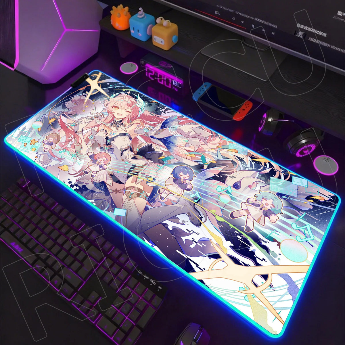 RGB HD XXL Mousepad Game Wuthering Waves Aemeath Mouse Pad Rug Desk Mat Computer Gaming PC Accessories Rubber Keyboard LED Mats