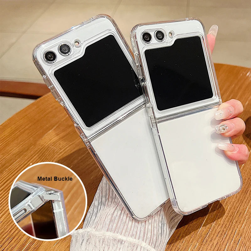 Soft TPU Clear Phone Case For Samsung Galaxy Z Flip 8 7 6 5 4 5G Folding Silicone Cover For Samsung Z Flip8 Flip6 Flip5 Flip7 FE