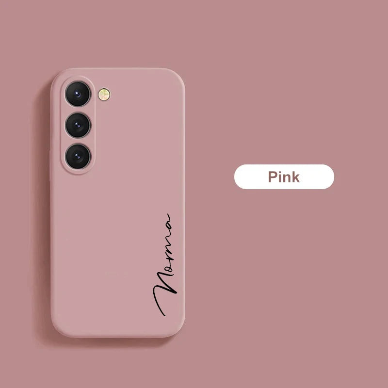 Customized Personalized Name Initials Soft Liquid Silicon DIY Case For Samsung S24 S23 S22 S21 S20FE Ultra Plus Cover For S23FE