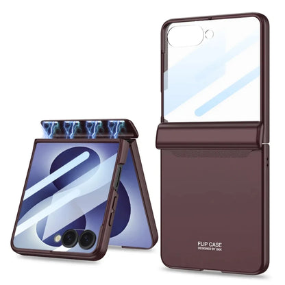 Shockproof Hinge Protective Hard  Phone Case with Front Tempered Glass Film for Samsung Galaxy Z Flip 8 7 Flip8 Flip7 5G Cover