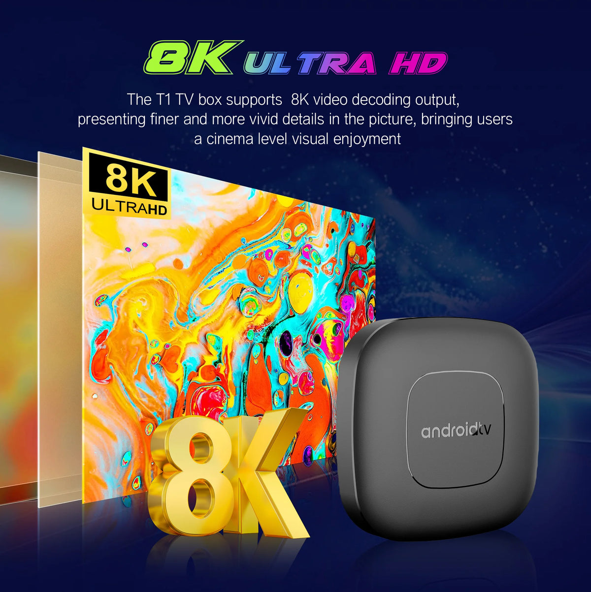 2026 Smart Android 16 TV Box T1 RK3518 Quad Core WiFi 2.4G/5G Support Dual UI Interface Google Assistant Streaming Media Player