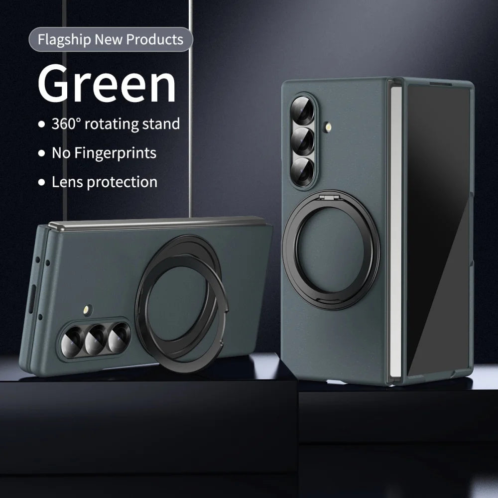 Matte Business Front Film 360° Magnetic Bracket Stand Military Armor Phone Case Samsung Galaxy Z Fold 7 6 5 4  for Magsafe Cover