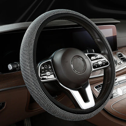 Bling Bling Diamond Rhinestones Crystal Car Steering Wheel Cover PU Leather Auto Accessories Case Car Styling