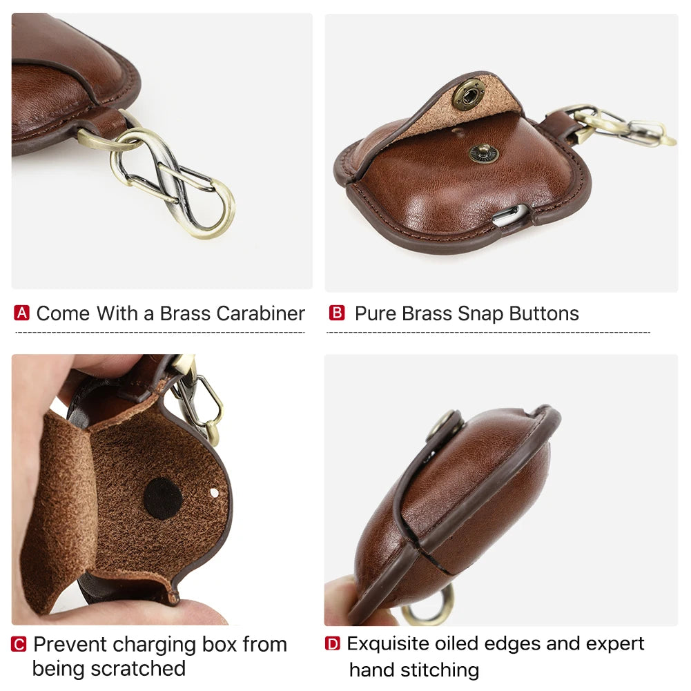 Genuine Leather Case For AirPods 4 Earphone Case Cover For Apple Air Pods 4th Generation 2024 Protector Headset Shell