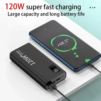 VIVO 500000mAh Power Bank 120W Super Fast Charging Powerbank LED Digital Display Portable External Battery For Iphone Samsung