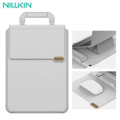 NILLKIN Portable Leather Laptop Sleeve Case Bag for Macbook Air 13 14 15 16 inch M4 M3 M2 Mac Book Pro Adjustable Stand Cover