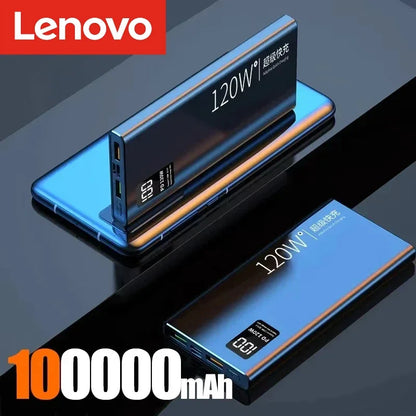 Lenovo 120W Power Bank 200000mAh High Capacity Fast Charging Powerbank Portable Battery Charger For iPhone Samsung Xiaomi NEW