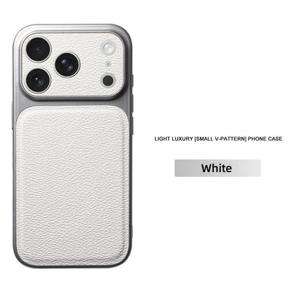 Solid Color Lychee Grain Leather Phone Case, Anti-Scratch & Shockproof Protective Cover for iPhone 17 Pro Max  16 15 14 13 Air