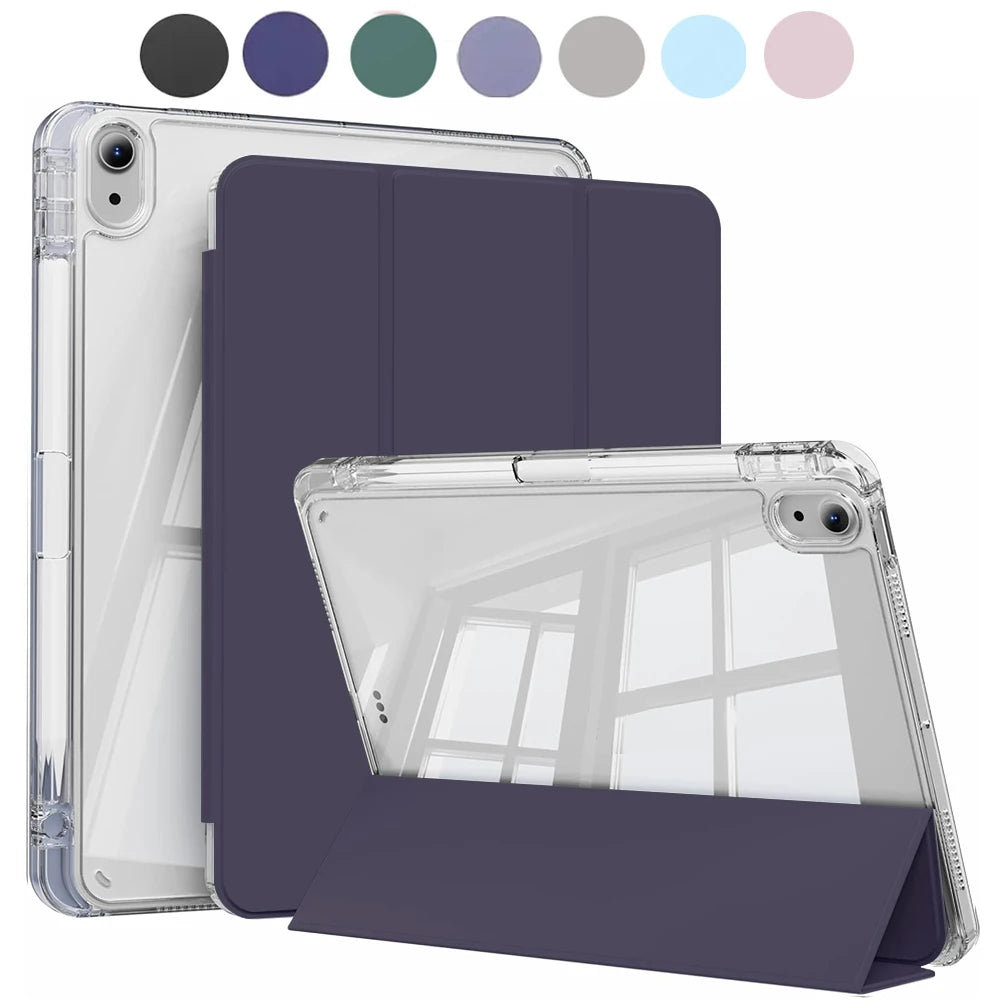 Crystal Clear Case For iPad 5 6 7 8 9 10 11 Air 11 13 inch /Mini 6th 7th gen /Pro 11 12.9 (3rd/4th/5th/6th gen) with pen holder