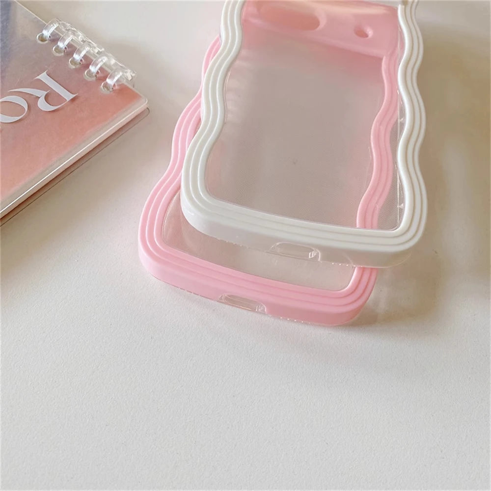 2IN1 Cute Curly Wavy Transparent Phone Case For Google Pixel 11 11Pro 10 10Pro 9 9Pro 9A 8 8A 7A Candy Color Shockproof Cover