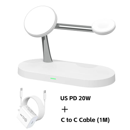 3 in 1 Wireless Charger Stand Magnetic For iPhone 12-17 Fast Charging Station for Apple Watch 11 10 9 8 7 6 5 Airpods 2 3 Pro