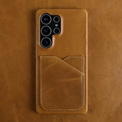 Premium Card Slot Genuine Leather Case For Samsung Galaxy S25 Ultra Cases S24 S23 S22 S21 S20 Vintage Phone Back Cover Coque