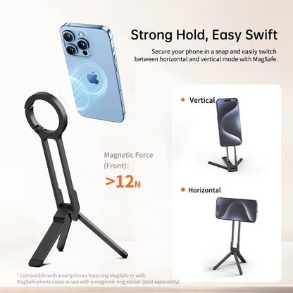 MA30 Carabiner-Mounted Phone Tripod for iPhone 15 14 13 12 Pro/Pro Max Dual-sided Magnet Tripod Desk Mount Phone Handle