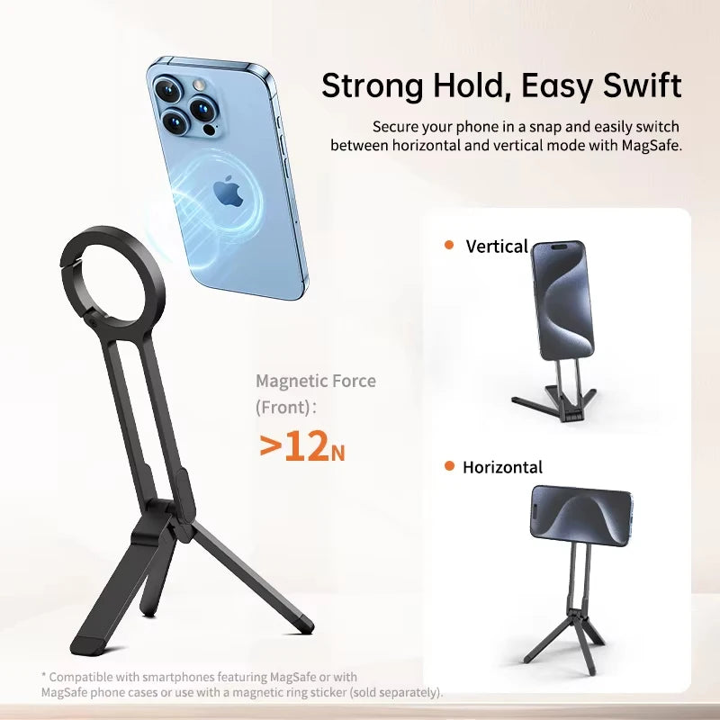 MA30 Carabiner-Mounted Phone Tripod for iPhone 15 14 13 12 Pro/Pro Max Dual-sided Magnet Tripod Desk Mount Phone Handle