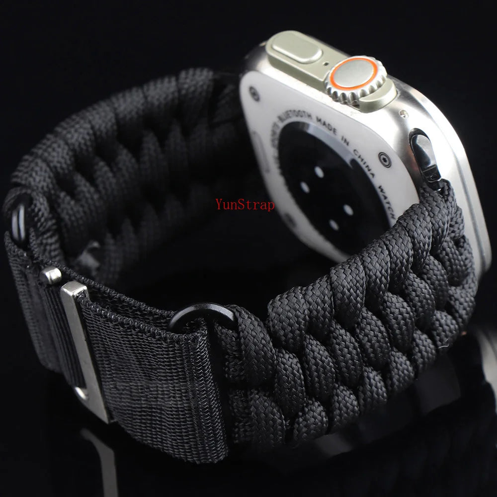 Outdoor Woven Nylon Band for Apple Watch 49mm 46mm 45mm 44mm 42mm 41mm 40mm Strap iWatch Ultra 2 SE 10 9 8 7 6 5 4 3 Bracelet