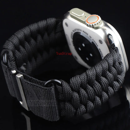 Outdoor Woven Nylon Band for Apple Watch 49mm 46mm 45mm 44mm 42mm 41mm 40mm Strap iWatch Ultra 2 SE 10 9 8 7 6 5 4 3 Bracelet