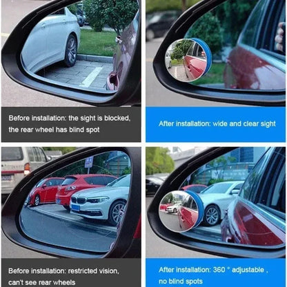 2Pcs 360Degree Adjustable Blind Spot Mirror Car Auxiliary Rearview Convex Mirror Round Frame Wide Angle Mirrors for Car Reverse