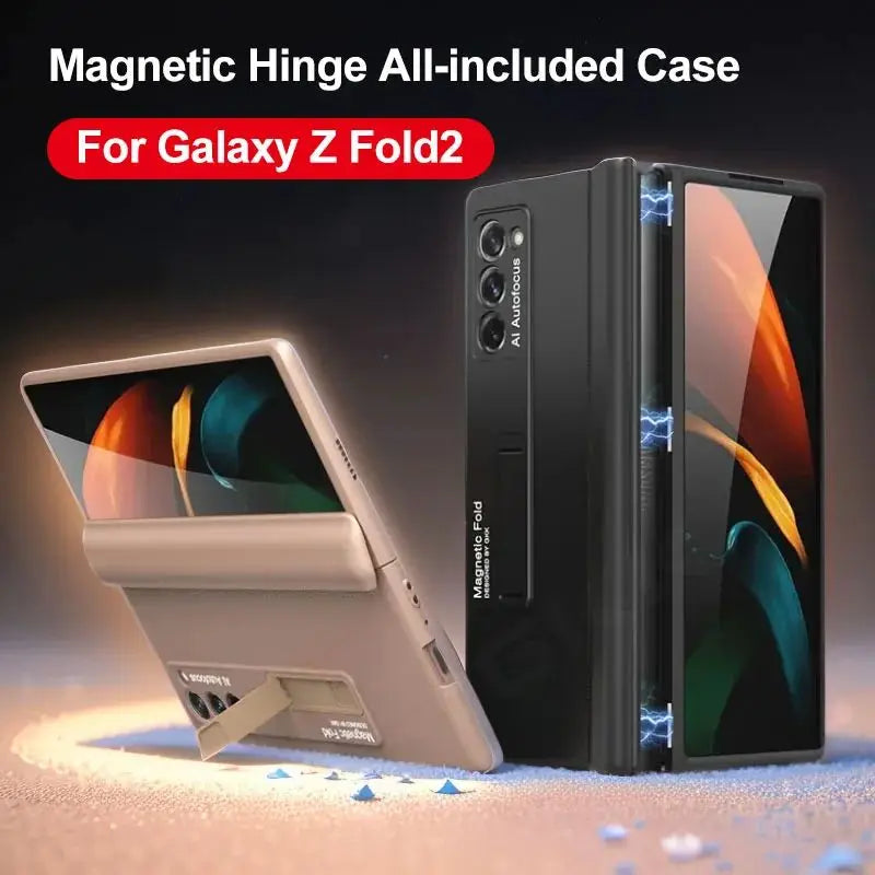 For Samsung Galaxy Z Fold 2 Magnetic Hinge All-included Case 5G Shockproof Protection Stand Matte Cover For Galaxy Z Fold2 Case