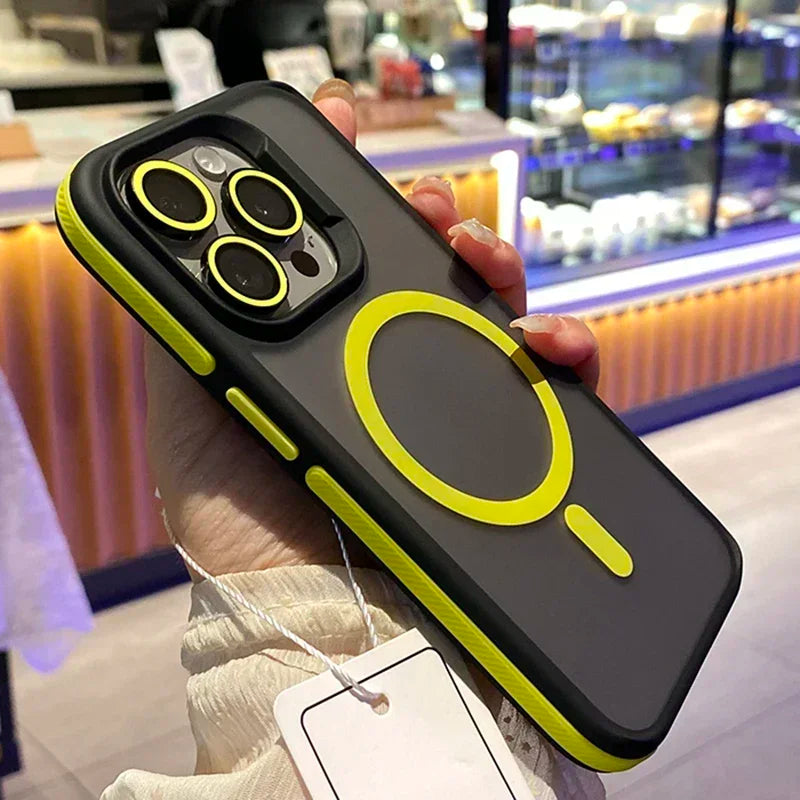 Luxury Colorblock Translucent Magnetic Phone Case for IPhone 17 16 15 14 Plus 13 Pro Max Shockproof Anti Slip Frosted Cell Cover