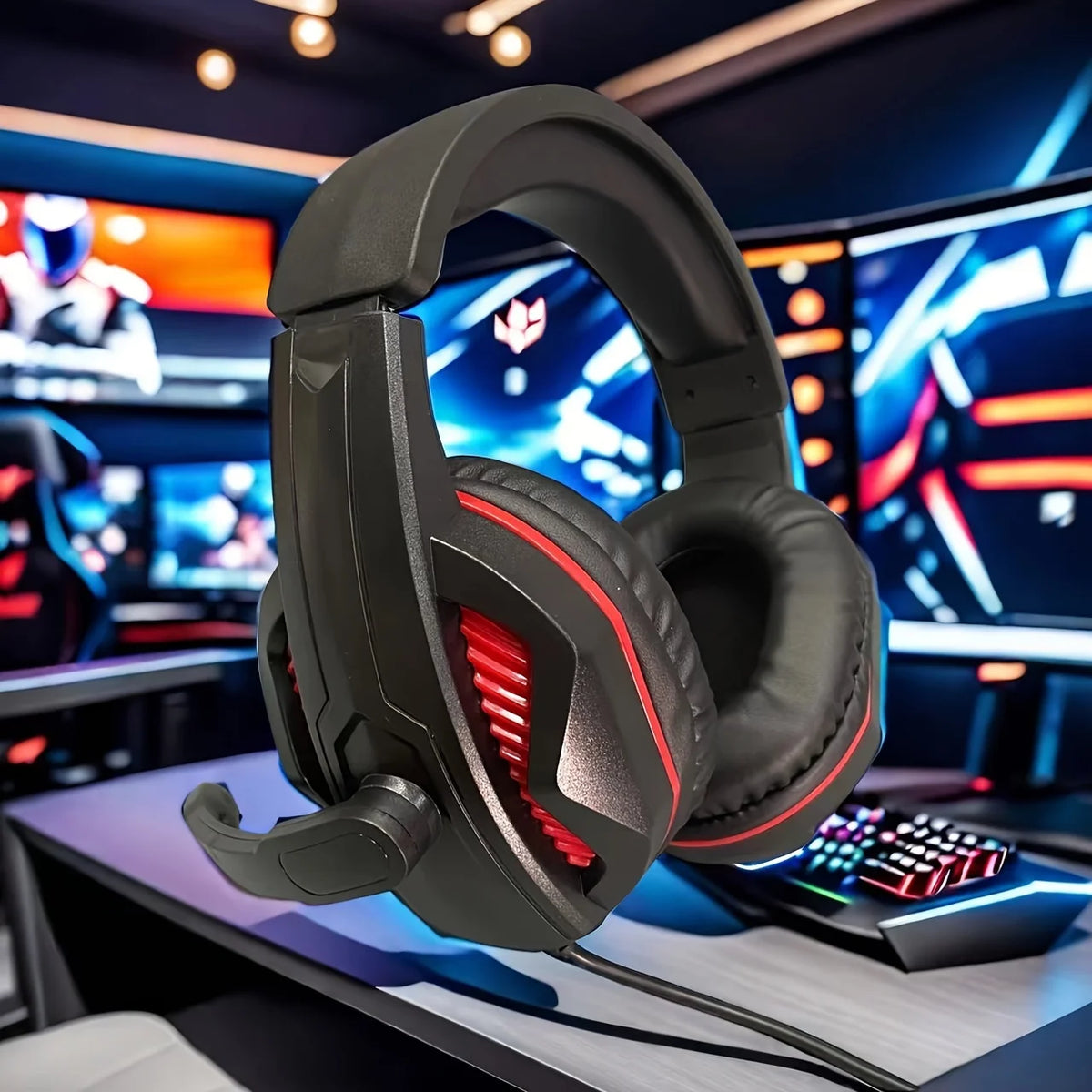 H4 Gaming Over-Ear Headphones with Mic, Wired Deep Bass Headset for PC Laptop Music