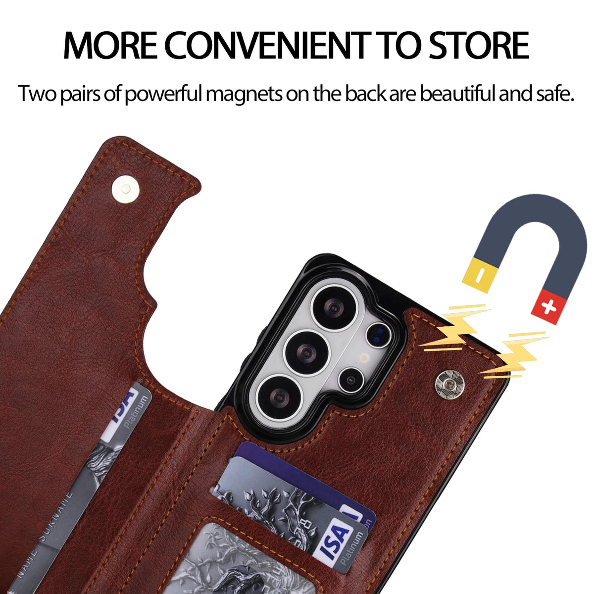 Wallet Double Button Flip Leather Case For Samsung Galaxy S26 Ultra S25 Edge S24 FE S23 A15 A16 A17 A26 A35 A36 A53 A54 A55 A56