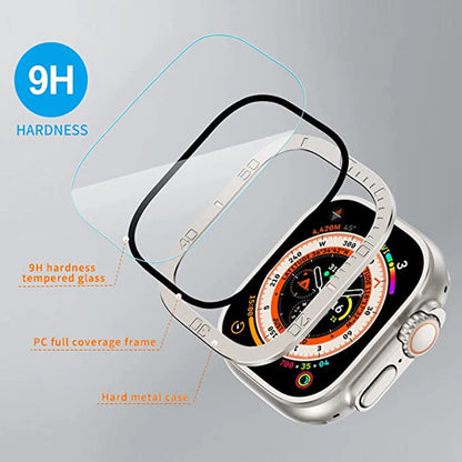 Screen Protector For Apple Watch Ultra 49mm Case Accessories Metal Cover Frame+Tempered Glass For iWatch Ultra 4 3 2 49mm Bezel