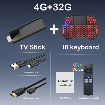 Android 16 TV Stick Allwinner H313 Chip 8GB+256GB 8K Ultra HD 2.4G/5G Dual WiFi Bluetooth 6.0 Google Assistant Streaming TV Box