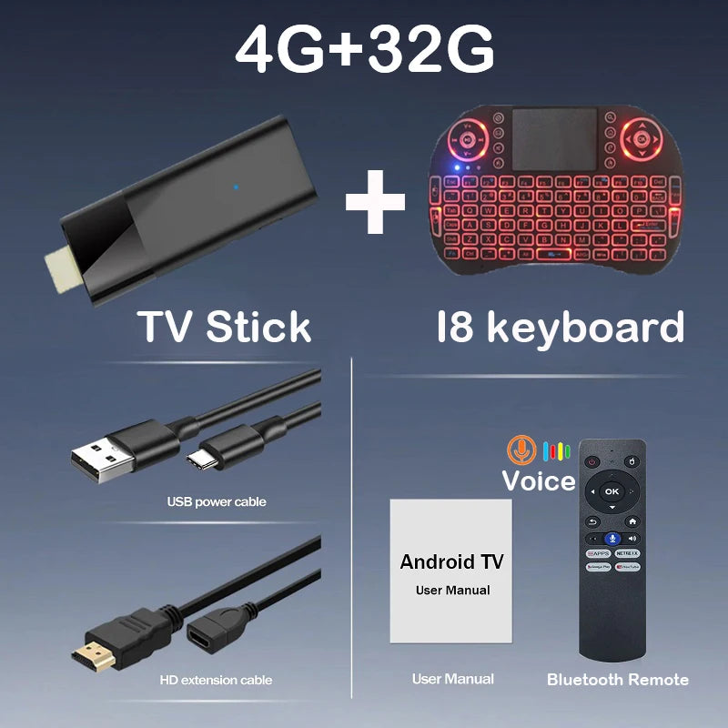 Android 16 TV Stick Allwinner H313 Chip 8GB+256GB 8K Ultra HD 2.4G/5G Dual WiFi Bluetooth 6.0 Google Assistant Streaming TV Box