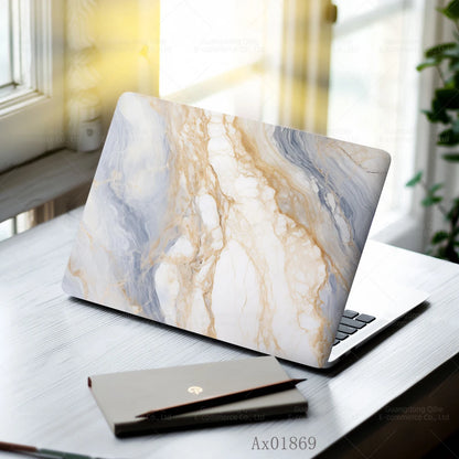 2 Pcs Light Grey Marble Laptop Skin Full Cover Decal for MacBook Laptops Waterproof PC Keyboard Skin Ornamental Decor