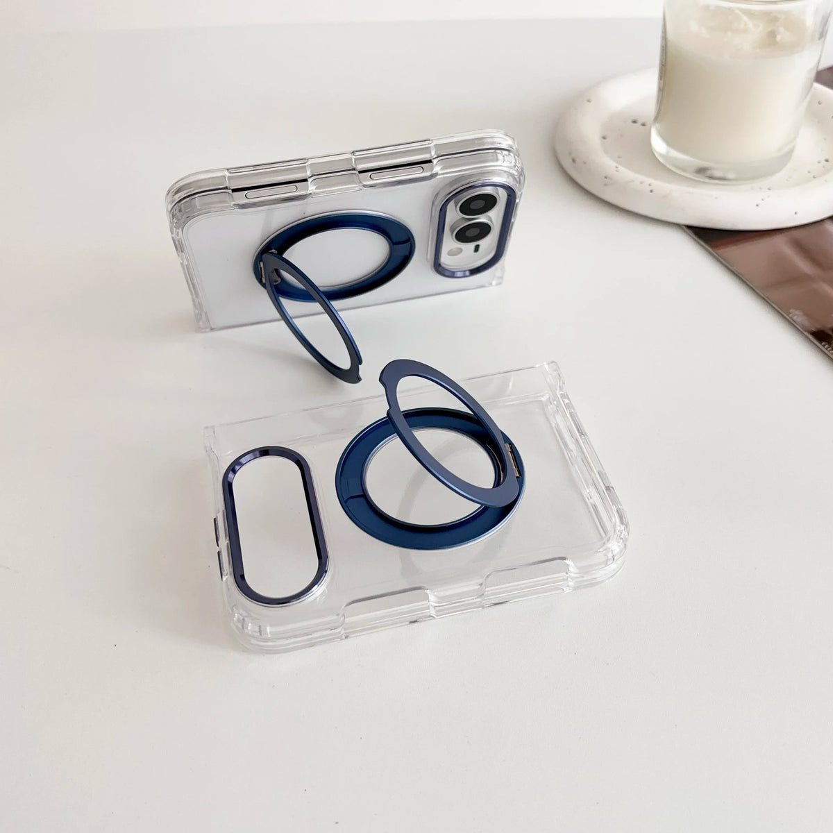 Luxury Kickstand Bracket Magnetic Phone Case For iPhone Duo 18 Fold for Magsafe 360 Rotating Metal Ring Holder Stand Cover