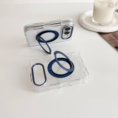 Luxury Kickstand Bracket Magnetic Phone Case For iPhone Duo 18 Fold for Magsafe 360 Rotating Metal Ring Holder Stand Cover
