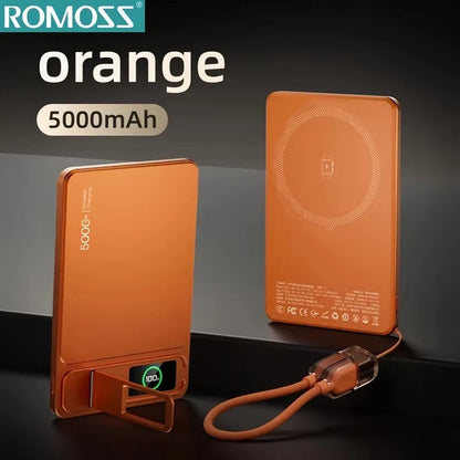 ROMOSS 500000mAh Magnetic Power Bank PD15W Wireless Fast Charging External Battery for Magsafe Powerbank for iPhone 17/16/15/14