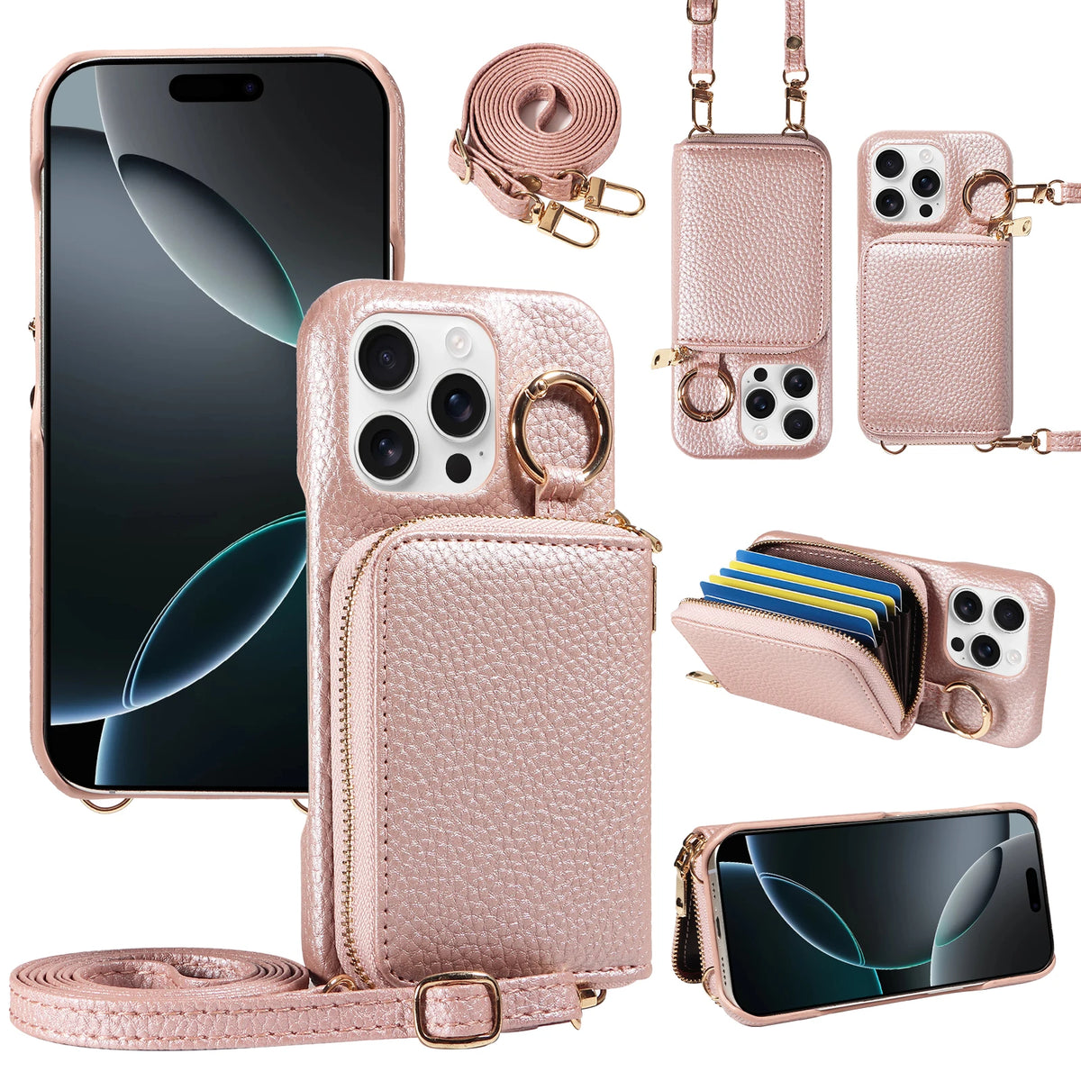 PU Leather Phone Case for IPhone17 16e 16 Pro Max 15 Pro Max 14 13 with Multiple Card Slots, Anti-drop and Wallet Function Cover