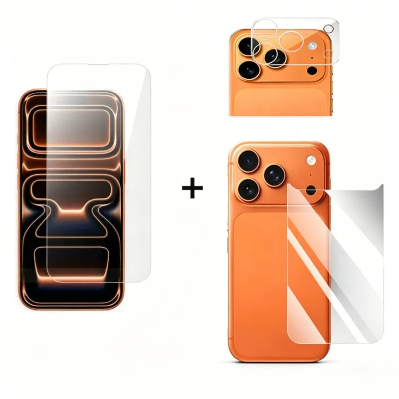 3In1 for iPhone 17 Pro Max Clear 9H Tempered Glass Screen Protector for IPhone17 Back Glass for 17Promax 3D Camera Lens Film