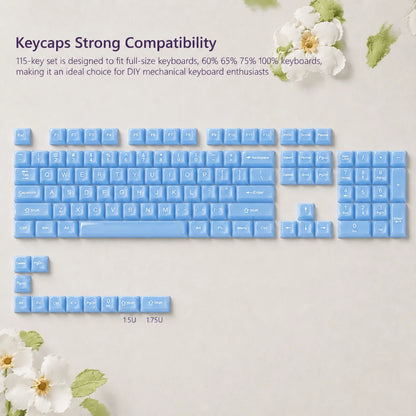 115 Keys Grey Fog Transparent Clear Keycaps Crystal PC Keycap RGB Shine Through Key Cap MDA Profile for MX Switch Keyboard