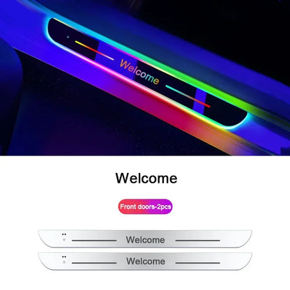 New Customized Car Door Threshold Sill Strip Light Logo Lamp Free Wiring LED RGB Welcome Scuff Plate Decorative Pedal Light