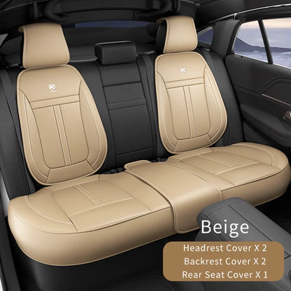 PU Leather Car Seat Cover Full Set 360°Surrounded Bottom Adjustable Back Seat Pad Waterproof Front Seat Cushion Car Accessories