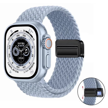 Nylon Braided Loop Band For Apple Watch Ultra 3 2 49mm 11 10 46mm 42mm 9 8 7 45/41mm Magnetic Strap iWatch 6 5 SE 44/40mm Correa